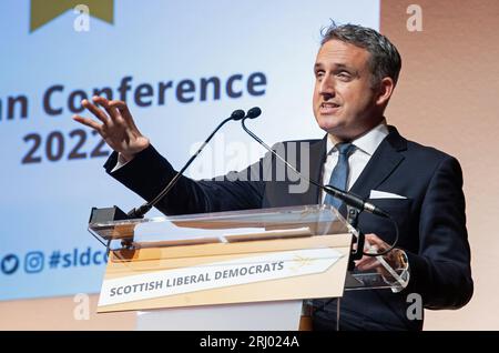 Photo de dossier datée du 29/10/22 du leader libéral démocrate écossais Alex Cole-Hamilton MSP qui a averti qu'il pourrait prendre jusqu'à huit mois au NHS Scotland pour évaluer correctement la prévalence d'une forme dangereuse de béton utilisée dans les bâtiments abritant des patients. Date d'émission : dimanche 20 août 2023. Banque D'Images