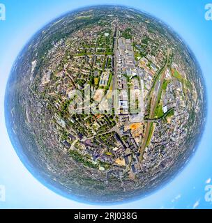 Photographie aérienne, ETEC Essener technologie- und Entwicklungs-Centrum, globe, photographie fisheye, photographie à 360 degrés, minuscule monde, Holsterhausen, es Banque D'Images