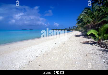 Paysage de la lagune Aitutaki, Îles Cook, Pacifique Sud. Banque D'Images