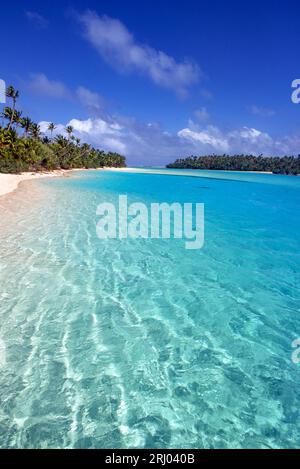 Paysage de la lagune Aitutaki, Îles Cook, Pacifique Sud. Banque D'Images