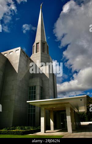 Vue rapprochée du temple mormon de Preston England à Chorley, Lancashire, Royaume-Uni Banque D'Images
