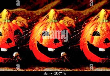 les citrouilles d'halloween rient de peur Banque D'Images