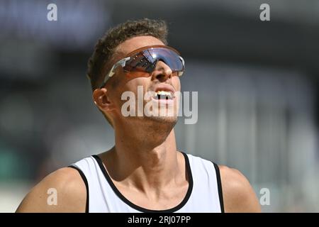 Budapest, Hongrie. 20 août 2023. Le Belge Dylan Borlee photographié lors des manches du 400m hommes aux Championnats du monde d'athlétisme à Budapest, Hongrie, le dimanche 20 août 2023. Les mondiaux se déroulent du 19 au 27 août 2023. BELGA PHOTO ERIC LALMAND crédit : Belga News Agency/Alamy Live News Banque D'Images