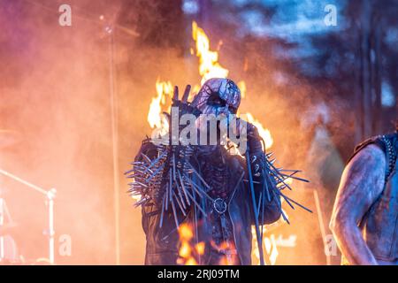 Horten, Norvège, 19 août 2023. Nordjevel au festival de Metal Midgardsblot 2023 au Midgard Viking Center à Horten, Norvège crédit : Frode Arnesen/Alamy Live News Banque D'Images