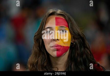 Août 20 2023 : . Supporters espagnols lors d'un match de finale de la coupe du monde féminine de la FIFA, Espagne contre Angleterre, au Stade Olympique de Sydney, Australie. Kim Price/CSM Banque D'Images