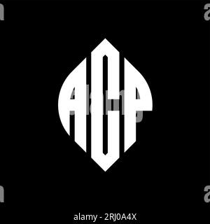 Logo de lettre cercle ACP avec forme de cercle et d'ellipse. Lettres elliptiques ACP avec style typographique. Les trois initiales forment un logo circulaire. ACP ci Illustration de Vecteur