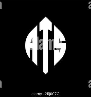 Logo de lettre circulaire ATS avec forme de cercle et d'ellipse. Lettres elliptiques ATS avec style typographique. Les trois initiales forment un logo circulaire. ATS ci Illustration de Vecteur