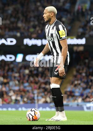 19 août 2023 : Etihad Stadium , Manchester, Angleterre ; Premier League football, Manchester City contre Newcastle United ; Joelinton de Newcastle United Banque D'Images