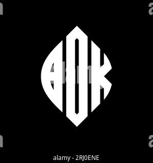 Logo de lettre cercle BOK avec forme de cercle et d'ellipse. Lettres elliptiques BOK avec style typographique. Les trois initiales forment un logo circulaire. BOK ci Illustration de Vecteur