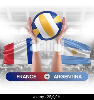 Concept de compétition de match de volley-ball des équipes nationales de France vs Argentine. Banque D'Images