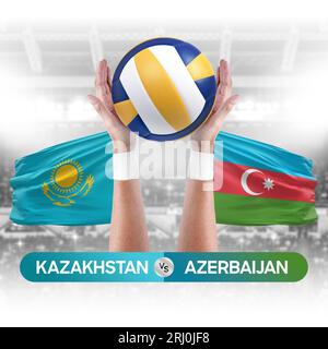 Kazakhstan vs Azerbaïdjan concept de compétition de volley-ball des équipes nationales de volley-ball. Banque D'Images