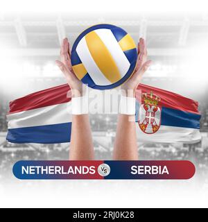 Pays-Bas vs Serbie concept de compétition de volley-ball des équipes nationales de volley-ball. Banque D'Images