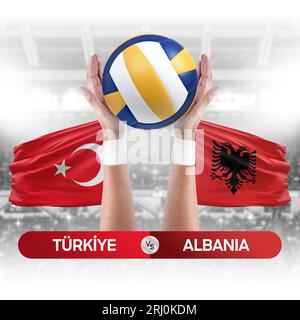 Turkiye vs Albanie concept de compétition de volley-ball des équipes nationales de volley-ball d'Albanie. Banque D'Images