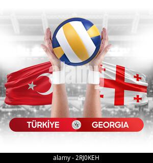 Turkiye vs Géorgie concept de compétition de volley-ball des équipes nationales de volley-ball de Géorgie. Banque D'Images