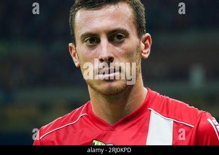 Milan, Italie. 19 août 2023. Samuele Birindelli (#19 AC Monza) lors du championnat italien Serie A match de football entre le FC Internazionale et AC Monza le 19 août 2023 au stade Giuseppe Meazza de Milan, Italie - photo Morgese-Rossini/DPPI crédit : DPPI Media/Alamy Live News Banque D'Images