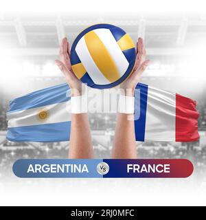 Argentine vs France équipe nationale de volley-ball concept de compétition de match de volley-ball. Banque D'Images