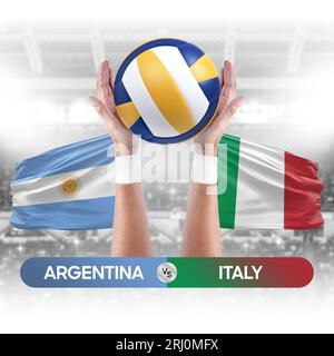 Argentine vs Italie concept de compétition de volley-ball des équipes nationales de volley-ball. Banque D'Images