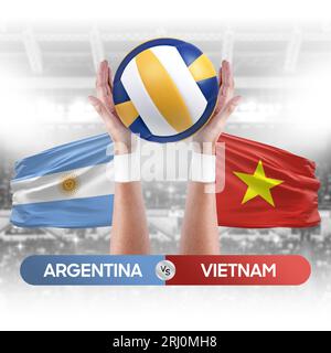 Argentine vs Vietnam équipe nationale de volley-ball concept de compétition de match de volley-ball. Banque D'Images