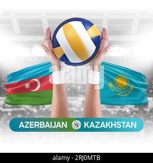 Azerbaïdjan vs Kazakhstan équipe nationales de volley-ball concept de compétition de match. Banque D'Images