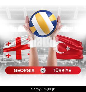 Géorgie vs Turkiye concept de compétition de volley-ball des équipes nationales de volley-ball. Banque D'Images