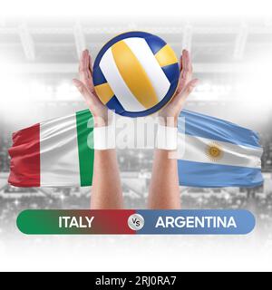 Italie vs Argentine concept de compétition de volley-ball des équipes nationales de volley-ball. Banque D'Images