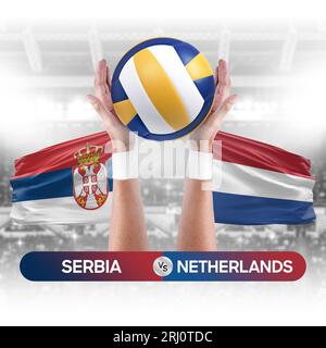 Serbie vs pays-Bas concept de compétition de volley-ball des équipes nationales de volley-ball. Banque D'Images