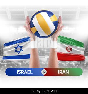 Israël vs Iran équipe nationale de volley-ball concept de compétition de match de volley-ball. Banque D'Images