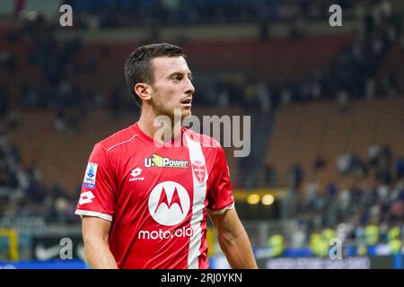 Milan, Italie. 19 août 2023. Samuele Birindelli (#19 AC Monza), lors du FC Internazionale contre AC Monza, Serie A, au stade Giuseppe Meazza. Crédit : Alessio Morgese / Emage Banque D'Images