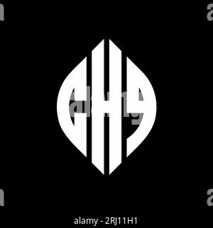 Conception de logo de lettre cercle CHQ avec forme de cercle et d'ellipse. Lettres elliptiques CHQ avec style typographique. Les trois initiales forment un logo circulaire. CHQ ci Illustration de Vecteur