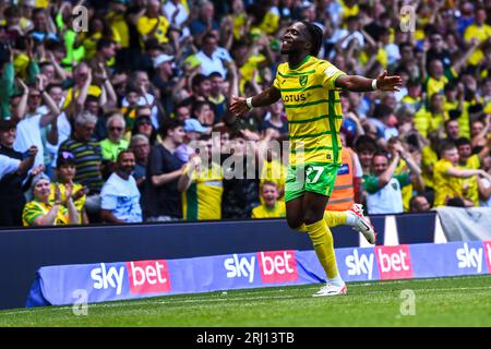 Jonathan Rowe (27 Norwich City) célèbre après avoir marqué le premier but de l'équipe lors du Sky Bet Championship match entre Norwich City et Millwall à Carrow Road, Norwich le dimanche 20 août 2023. (Photo : Kevin Hodgson | MI News) crédit : MI News & Sport / Alamy Live News Banque D'Images