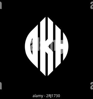 Logo de lettre cercle DKH avec forme de cercle et d'ellipse. Lettres elliptiques DKH avec style typographique. Les trois initiales forment un logo circulaire. Ci DKH Illustration de Vecteur