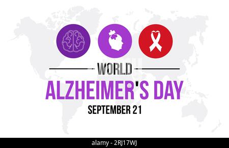 La Journée mondiale de la maladie d'Alzheimer met l'accent sur le plaidoyer, le soutien et la recherche pour les troubles de la mémoire. Modèle de bannière d'illustration vectorielle de promotion de la sensibilisation mondiale. Illustration de Vecteur