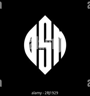 Logo de lettre circulaire DSM avec forme de cercle et d'ellipse. Lettres elliptiques DSM avec style typographique. Les trois initiales forment un logo circulaire. DSM ci Illustration de Vecteur