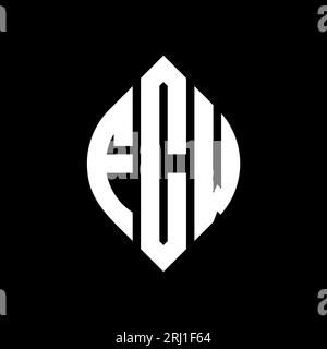 Logo FCW avec lettre circulaire avec forme de cercle et d'ellipse. Lettres elliptiques FCW avec style typographique. Les trois initiales forment un logo circulaire. Ci FCW Illustration de Vecteur