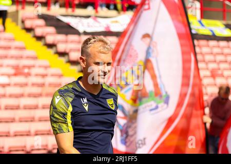 Oakwell Stadium, Barnsley, Angleterre - 19 août 2023 Liam Manning Manager of Oxford - avant le match Barnsley v Oxford United, Sky Bet League One, 2023/24, Oakwell Stadium, Barnsley, Angleterre - 19 août 2023 crédit : Mathew Marsden/WhiteRosePhotos/Alamy Live News Banque D'Images