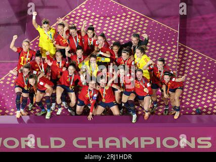 Sydney, Australie. 20 août 2023. Équipe Espagne célèbre lors de la cérémonie de remise des prix de la coupe du monde féminine de la FIFA 2023 à Sydney, Australie, le 20 août 2023. Crédit : Bai Xuefei/Xinhua/Alamy Live News Banque D'Images