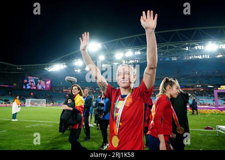 L'espagnole Ona Batlle célèbre la victoire après la finale de la coupe du monde féminine de la FIFA au Stadium Australia, Sydney. Date de la photo : dimanche 20 août 2023. Banque D'Images