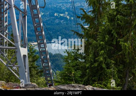 Vue du barrage de Cleveland et du lac Capilano depuis Grouse Mountain à Vancouver, Canada Banque D'Images