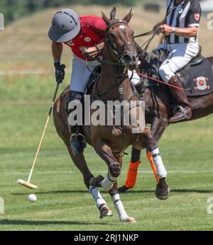 Gstaad, Berne, Suisse. 20 août 2023. Gstaad Suisse, 08/20/2023, Segundo CONDESSE du Team Gstaad Palace (Argentine) #2 lors de hublot Polo Gold Cup Gstaad 2023. Hublot Polo Gold Cup Gstaad 2023 a eu lieu à l'aéroport de Gstaad de la célèbre station de ski, qui accueille chaque année le tournoi de tennis ATP (crédit image : © Eric Dubost/ZUMA Press Wire) À USAGE ÉDITORIAL UNIQUEMENT! Non destiné à UN USAGE commercial ! Crédit : ZUMA Press, Inc./Alamy Live News Banque D'Images