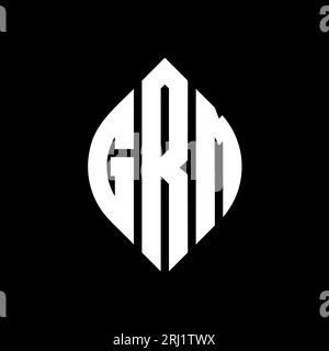 Logo de lettre cercle GRM avec forme de cercle et d'ellipse. Lettres elliptiques GRM avec style typographique. Les trois initiales forment un logo circulaire. GRM ci Illustration de Vecteur