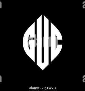 Logo de lettre cercle GUC avec forme de cercle et d'ellipse. Lettres elliptiques GUC avec style typographique. Les trois initiales forment un logo circulaire. Ci GUC Illustration de Vecteur