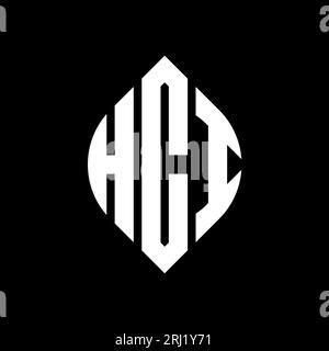 Conception de logo de lettre cercle HCI avec forme de cercle et d'ellipse. Lettres elliptiques HCI avec style typographique. Les trois initiales forment un logo circulaire. Ci HCI Illustration de Vecteur