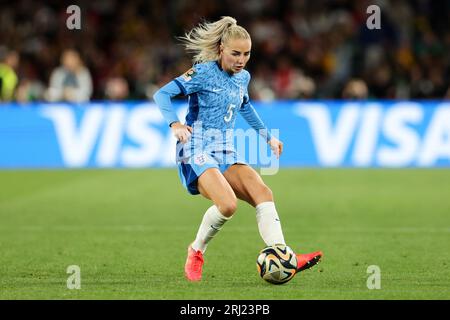 Sydney, Australie. 20 août 2023. Alex Greenwood d'Angleterre passe le ballon lors du match final de la coupe du monde féminine de la FIFA 2023 entre l'Espagne féminine et l'Angleterre féminine au Stadium Australia, Sydney, Australie le 20 août 2023. Photo de Peter Dovgan. Usage éditorial uniquement, licence requise pour un usage commercial. Aucune utilisation dans les Paris, les jeux ou les publications d'un seul club/ligue/joueur. Crédit : UK Sports pics Ltd/Alamy Live News Banque D'Images