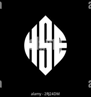 Logo de lettre cercle HSE avec forme de cercle et d'ellipse. Lettres elliptiques HSE avec style typographique. Les trois initiales forment un logo circulaire. Ci HSE Illustration de Vecteur