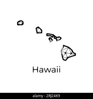 Illustration polygonale de la carte de l'état d'Hawaï faite de lignes et de points, isolé sur fond blanc. Conception basse poly à l'état AMÉRICAIN Illustration de Vecteur