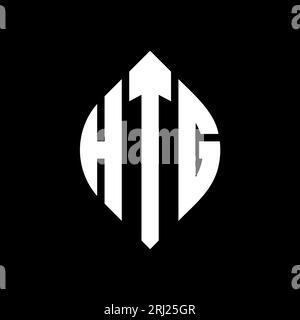 Logo de lettre cercle HTG avec forme de cercle et d'ellipse. Lettres elliptiques HTG avec style typographique. Les trois initiales forment un logo circulaire. Ci HT Illustration de Vecteur