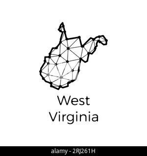 Illustration polygonale de la carte de l'état de Virginie-Occidentale faite de lignes et de points, isolé sur fond blanc. Conception basse poly à l'état AMÉRICAIN Illustration de Vecteur