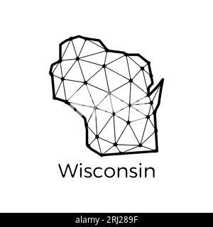 Illustration polygonale de la carte de l'état du Wisconsin faite de lignes et de points, isolé sur fond blanc. Conception basse poly à l'état AMÉRICAIN Illustration de Vecteur