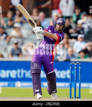 20 août 2023 ; Old Trafford Cricket Ground, Manchester, Angleterre : The Hundred Mens Cricket, Manchester Originals versus Northern Superchargeurs ; Adam Lyth de Northern Superchargeurs Banque D'Images