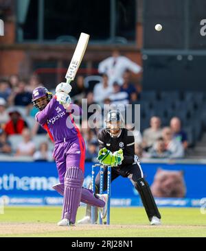 20 août 2023 ; Old Trafford Cricket Ground, Manchester, Angleterre : The Hundred Mens Cricket, Manchester Originals versus Northern Superchargeurs ; Adil Rashid of Northern Superchargeurs Banque D'Images